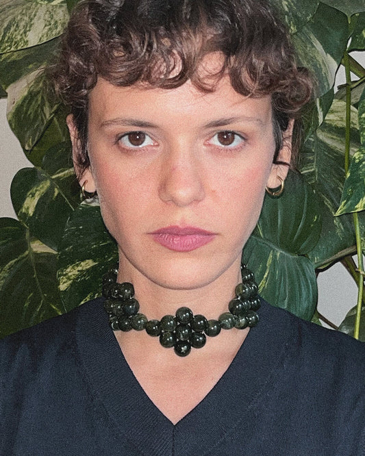 collar flores cuentas grandes verde