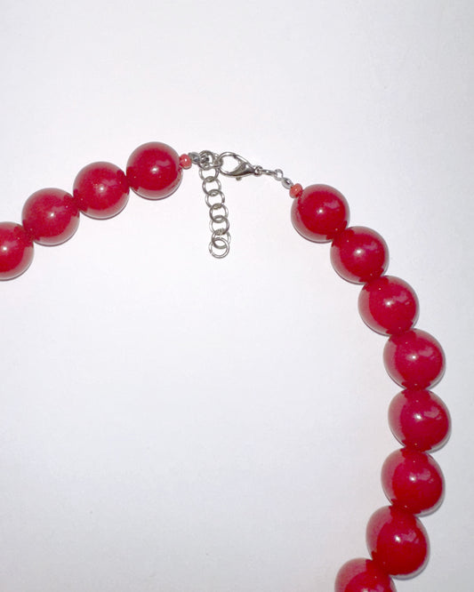 collar cuentas grandes rojo