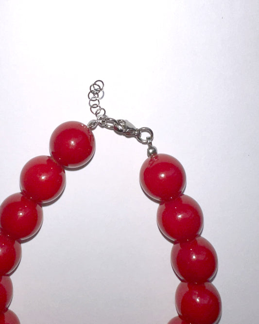 tobillera cuentas grande roja