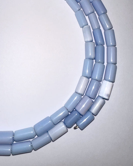 collar cuentas de vidrio celeste