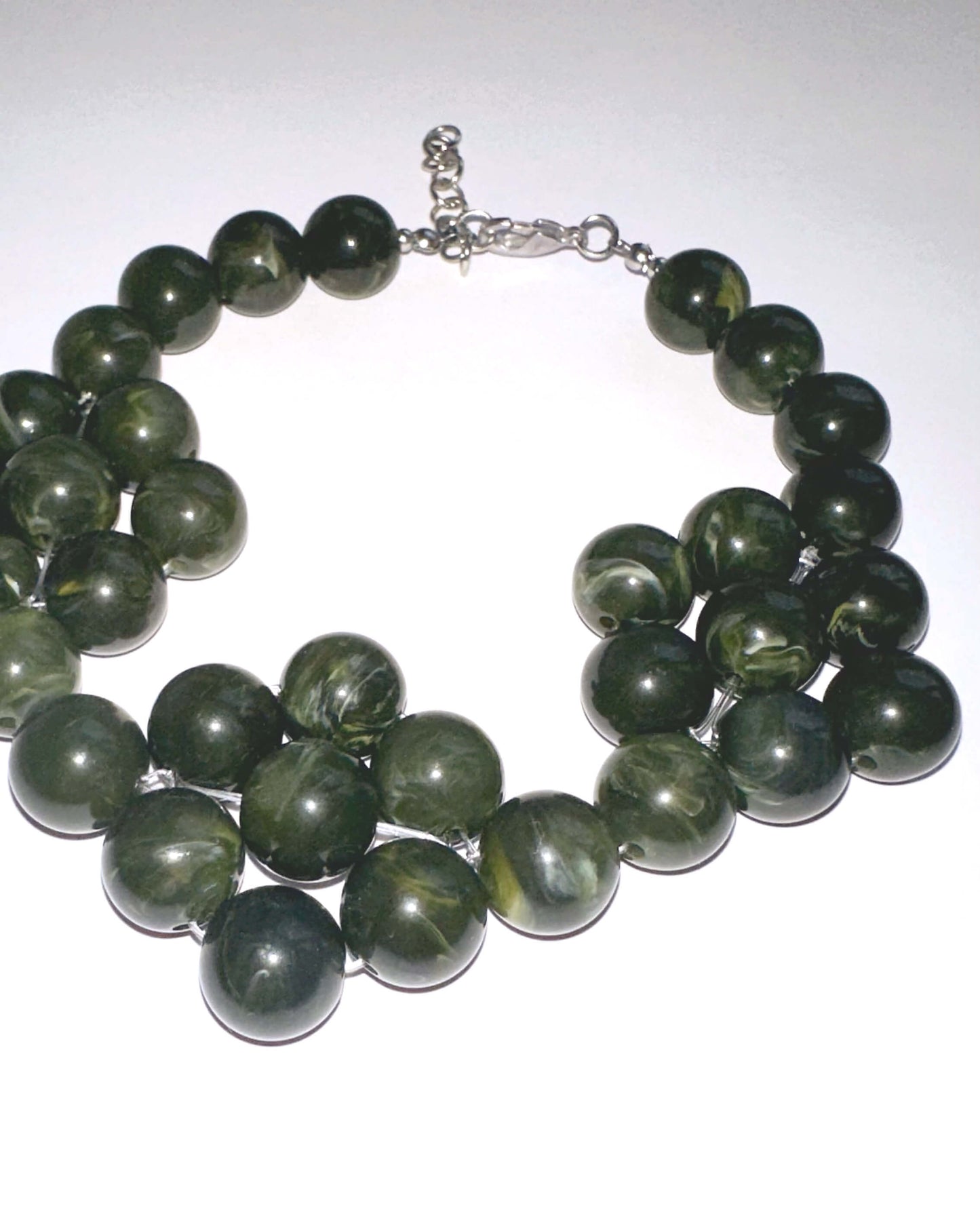 collar flores cuentas grandes verde