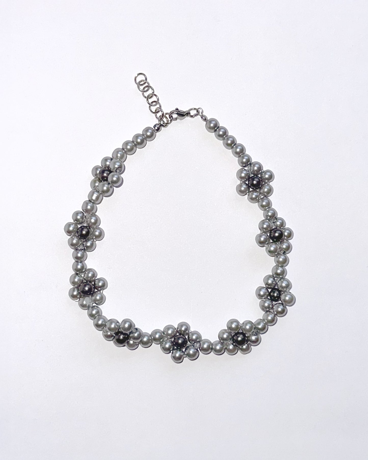 collar flores cuentas vidrio