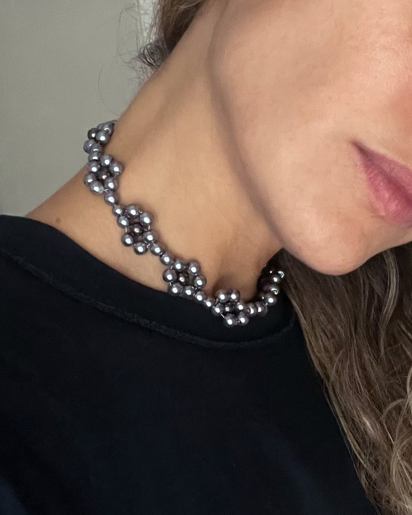 collar flores cuentas vidrio