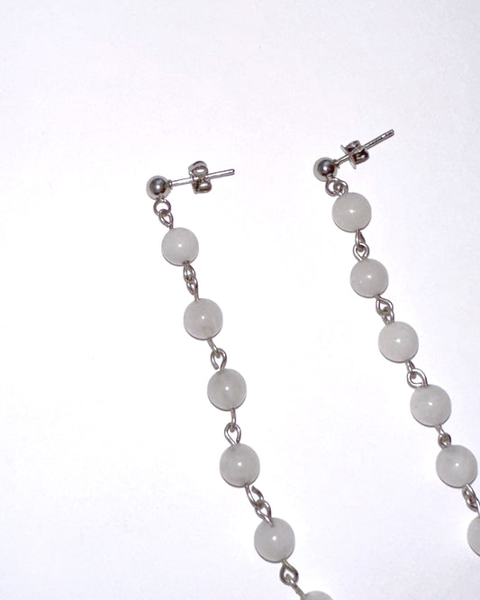 pendientes colgantes cuentas de vidrio blanco