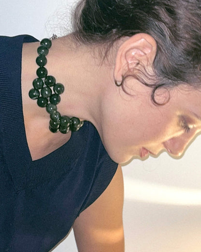 collar flores cuentas grandes verde
