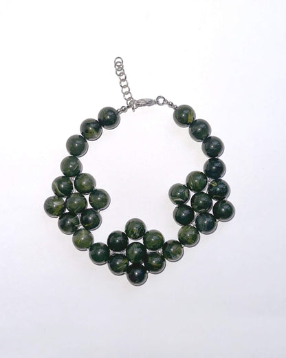 collar flores cuentas grandes verde