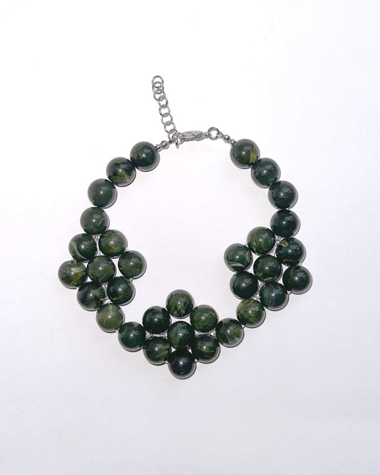 collar flores cuentas grandes verde