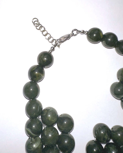 collar flores cuentas grandes verde