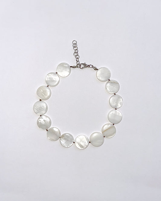 collar cuentas planas de perla natural