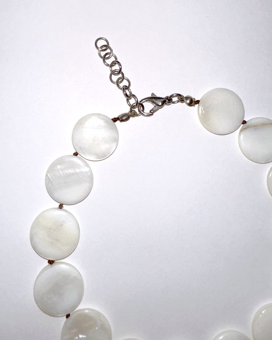 collar cuentas planas de perla natural
